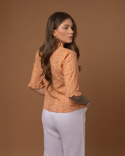 Lace embrace - Cotton Lace top - Peach